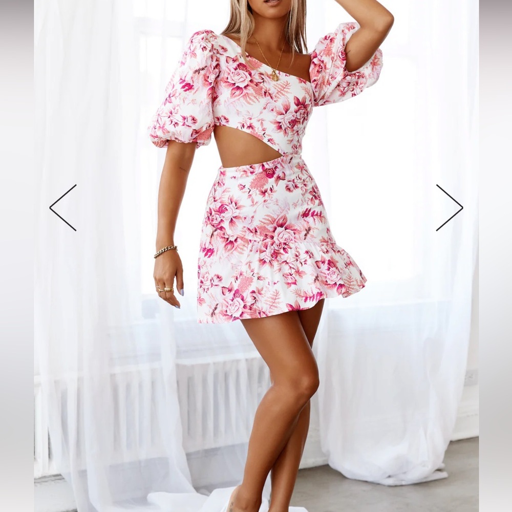 Pink mini summer dress - SMALL